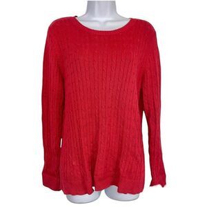 Croft & Barrow Womens M Sweater Red Long Sleeve Cable Knit Casual Pullover